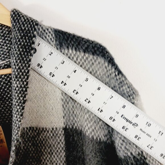 NWT American Eagle Plaid Wool Blend Cardigan Sweater, Jacket Blk/Wht/Gray Sz MED - Picture 13 of 16